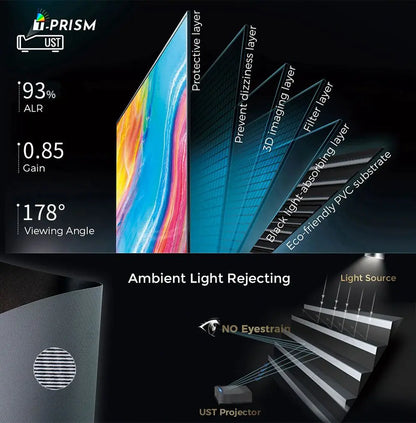 98 inch Projector Screen Motorized Floor Rising Projection Screen 4K UHD