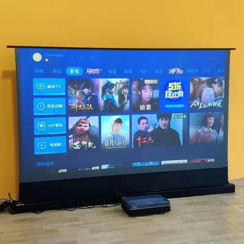 98 inch Projector Screen Motorized Floor Rising Projection Screen 4K UHD